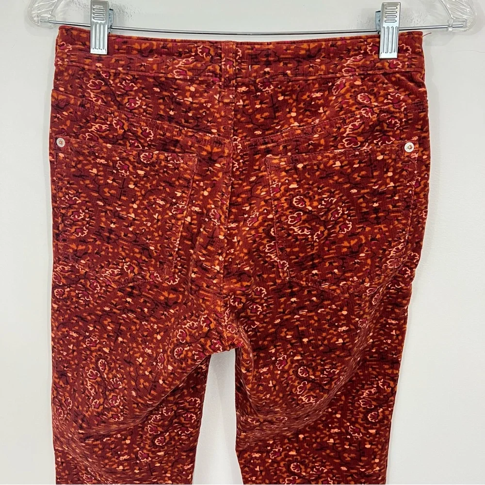 Anthropologie Pilcro High Rise Skinny Corduroy Pants in Orange Motif - Picture 6 of 9